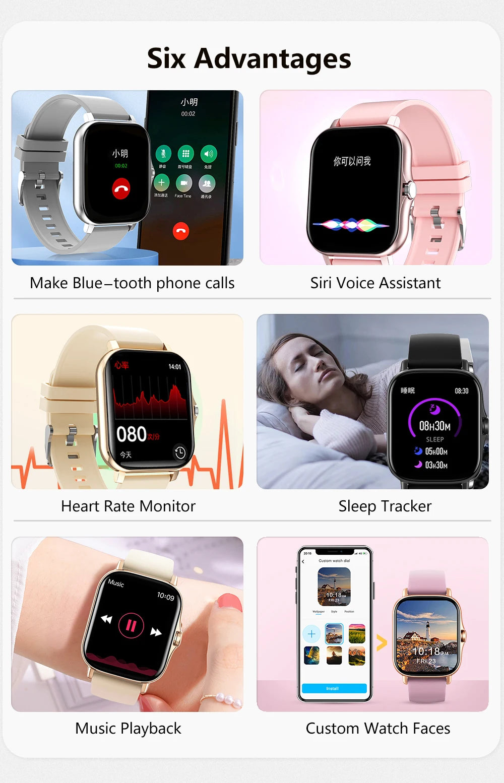 Smartwatch Pantalla Táctil 2.01" con Llamadas Bluetooth – Compatible con iPhone y Android