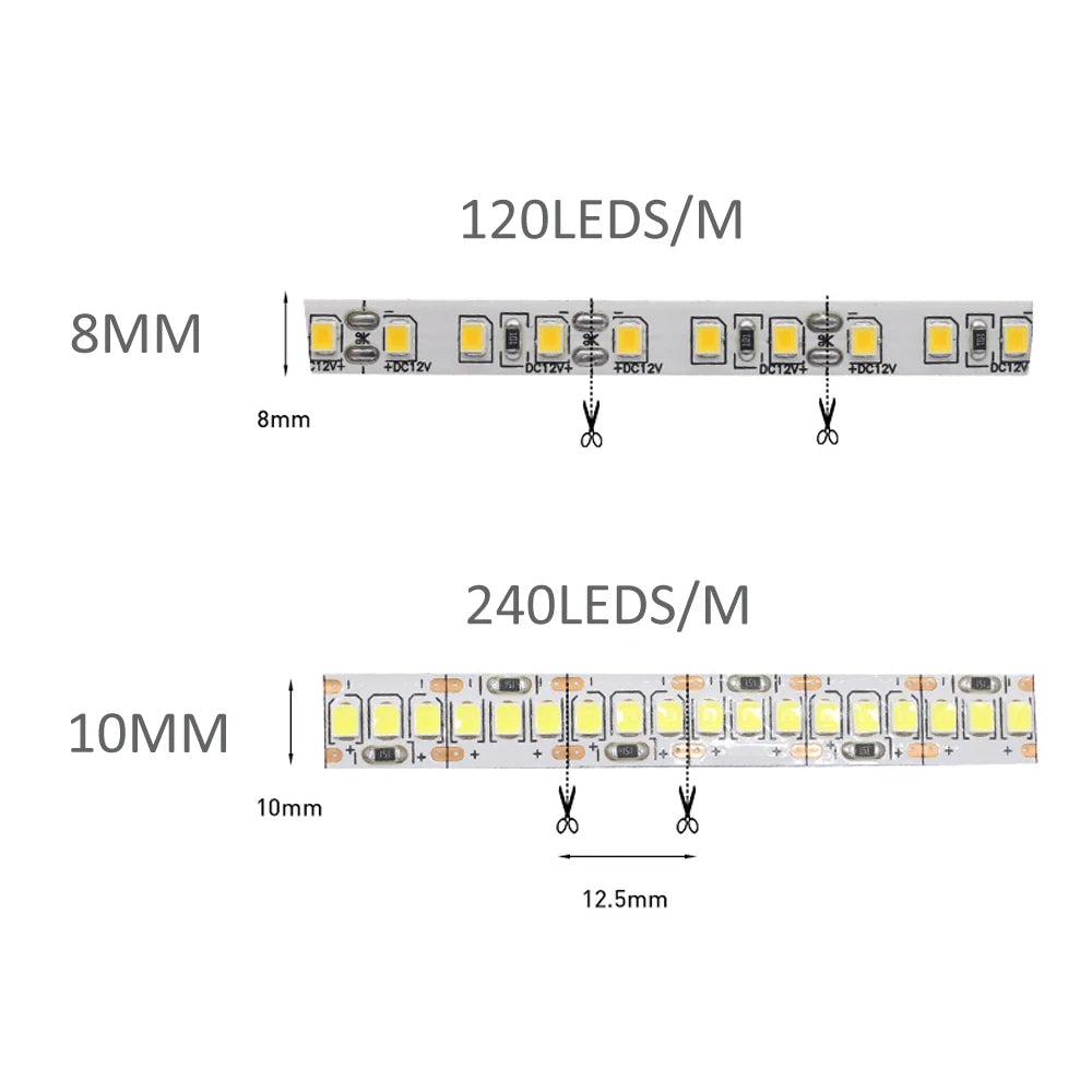 Tira LED 12V SMD 2835 - Luz Cálida para Decorar