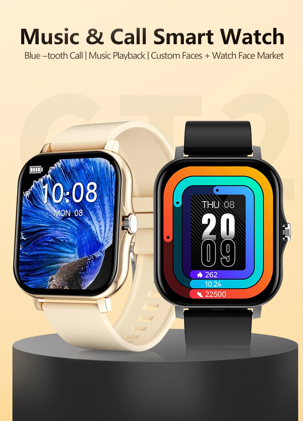Smartwatch Pantalla Táctil 2.01" con Llamadas Bluetooth – Compatible con iPhone y Android