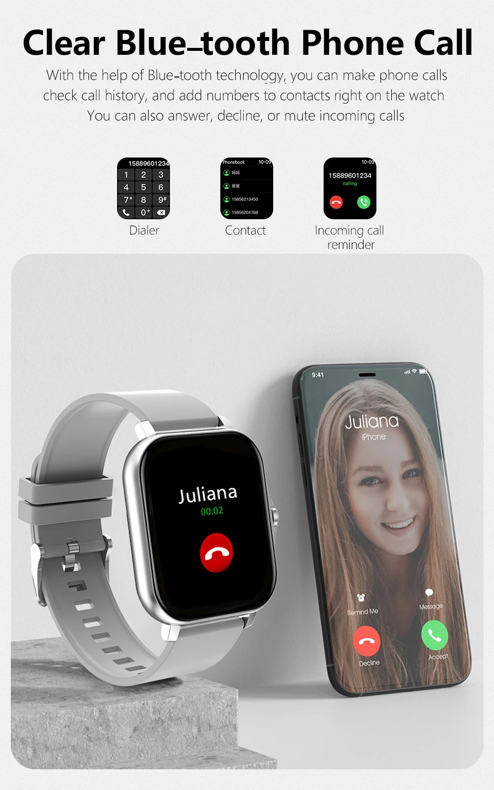 Smartwatch Pantalla Táctil 2.01" con Llamadas Bluetooth – Compatible con iPhone y Android