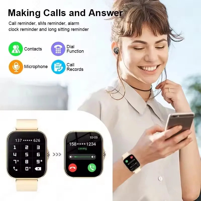 Smartwatch Pantalla Táctil 2.01" con Llamadas Bluetooth – Compatible con iPhone y Android