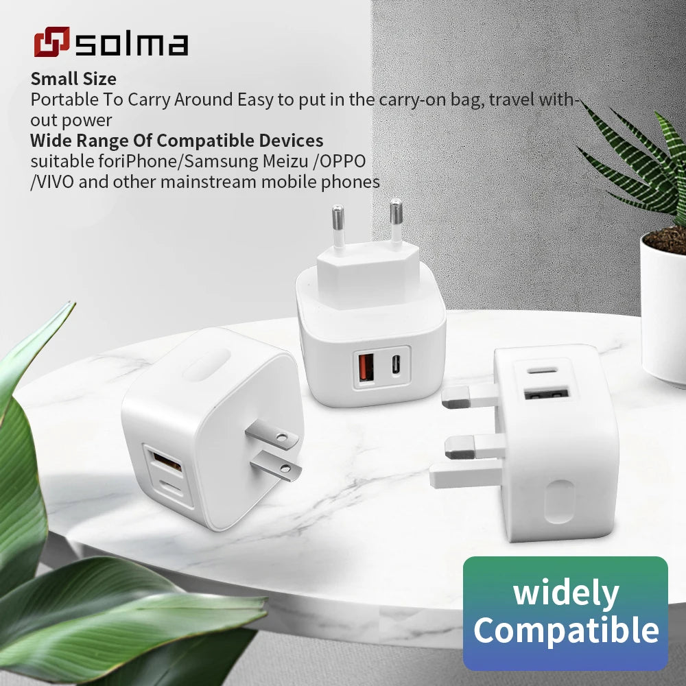 Cargador USB PD de Carga Rápida para iPhone, Samsung, Xiaomi y Android
