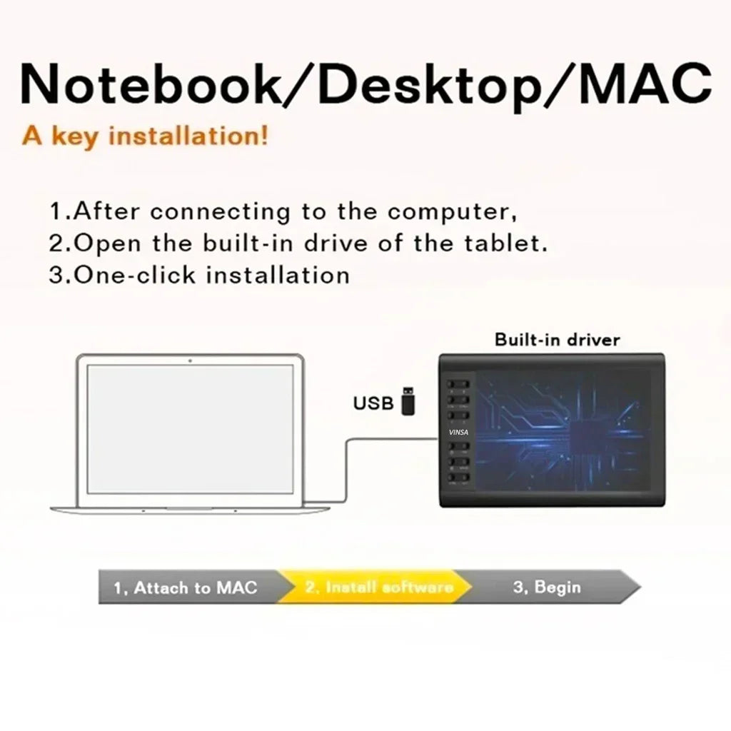 Tableta Digital Portátil 10×6 Pulgadas — Dibujo con Presión, Conect. Móvil, Tableta Gráfica Interactiva
