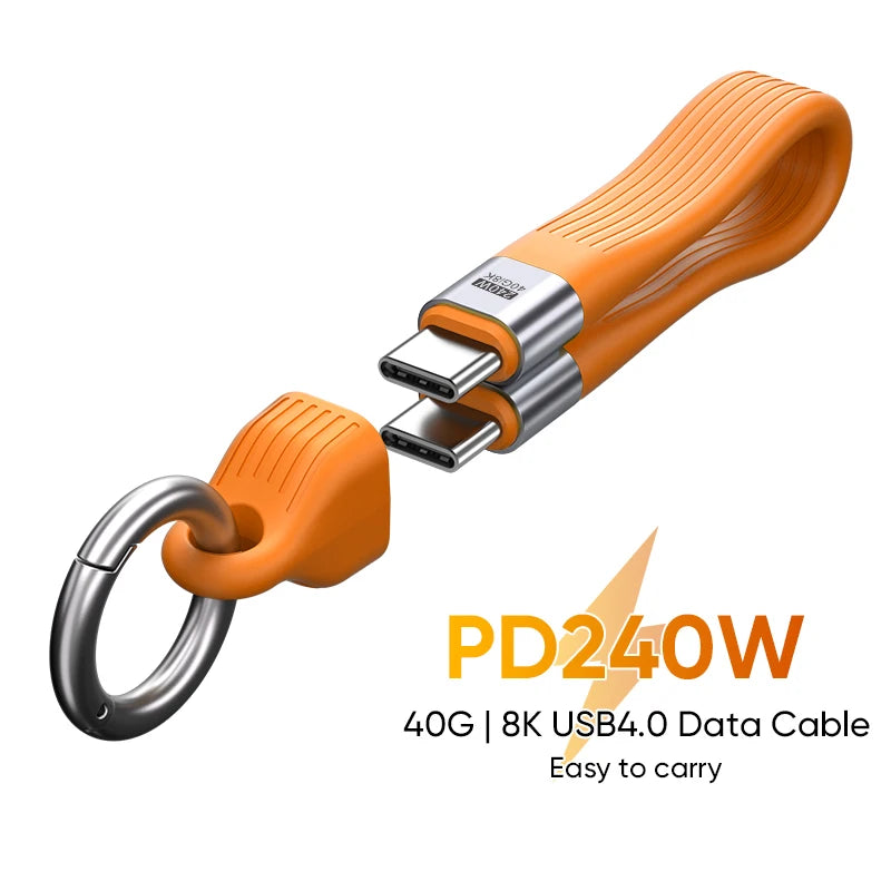 🔥 CARGA ULTRARRÁPIDA 240W 🔥 Cable USB-C 4.0 con Datos 40Gbps y Video 8K - Para MacBook, Laptop y Tablet