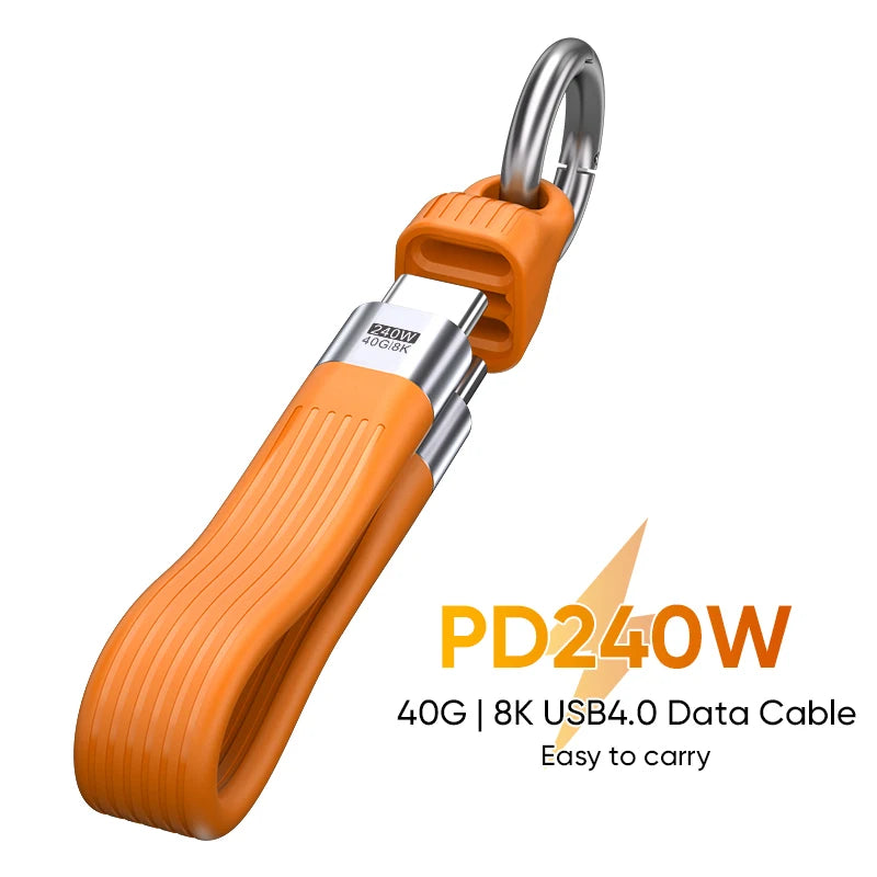 🔥 CARGA ULTRARRÁPIDA 240W 🔥 Cable USB-C 4.0 con Datos 40Gbps y Video 8K - Para MacBook, Laptop y Tablet