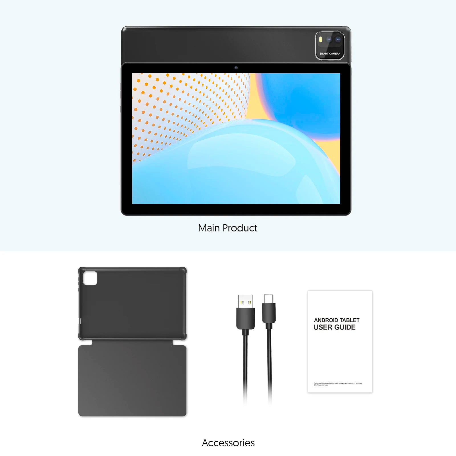 Tablet Android 15 de 10 Pulgadas — 12GB RAM + 64GB, WiFi 6, Procesador Quad-Core, Expandible hasta 1TB