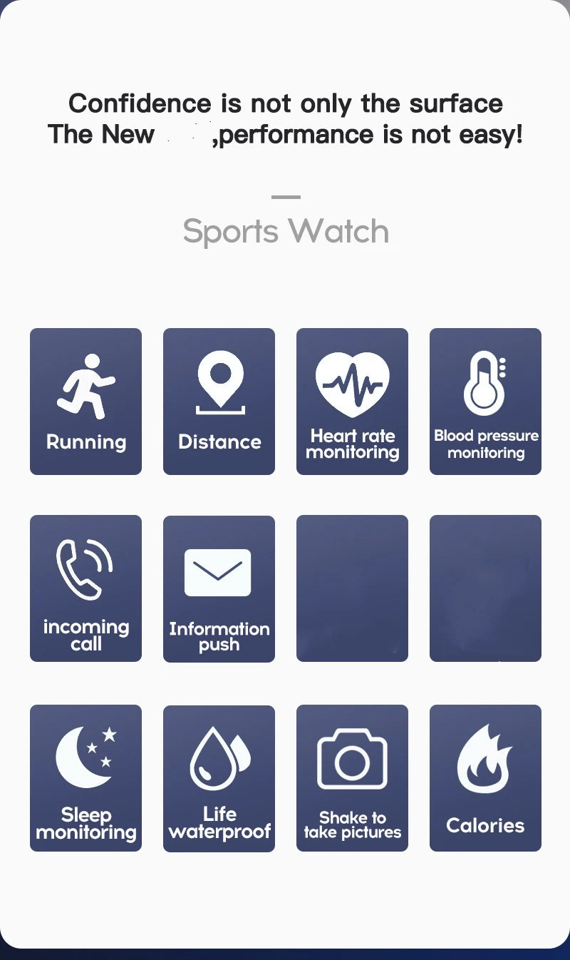 Smartwatch Deportivo Bluetooth para Hombre y Mujer – Monitor de Ritmo Cardíaco, Sueño y Fitness
