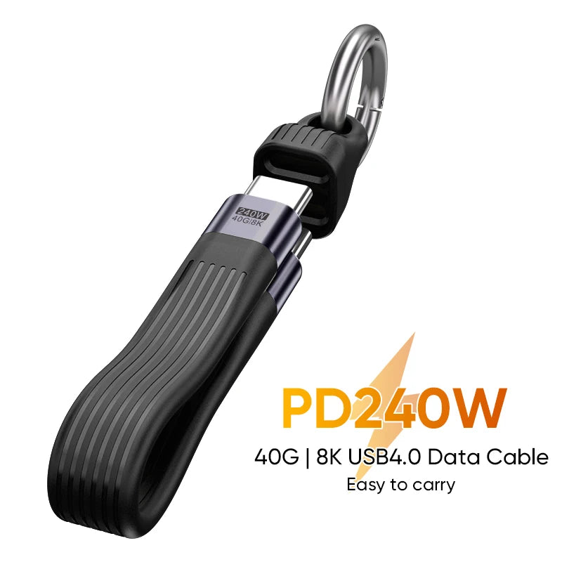 🔥 CARGA ULTRARRÁPIDA 240W 🔥 Cable USB-C 4.0 con Datos 40Gbps y Video 8K - Para MacBook, Laptop y Tablet