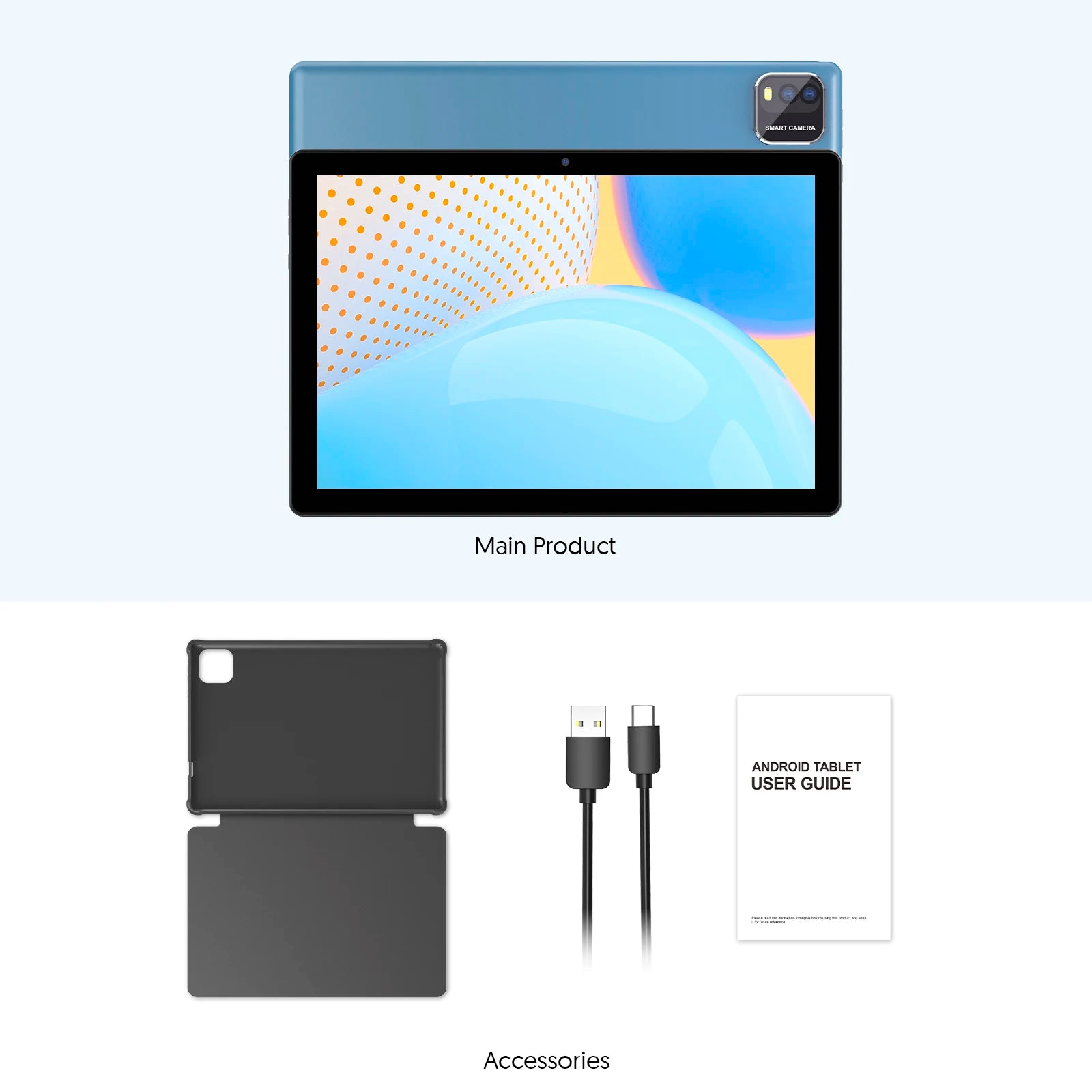 Tablet Android 15 de 10 Pulgadas — 12GB RAM + 64GB, WiFi 6, Procesador Quad-Core, Expandible hasta 1TB