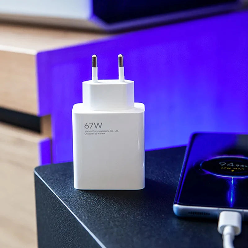 Cargador Rápido USB-C 67W Compatible con Xiaomi Redmi Note 12, 13, Poco F5 y Mi 14 – Carga Turbo