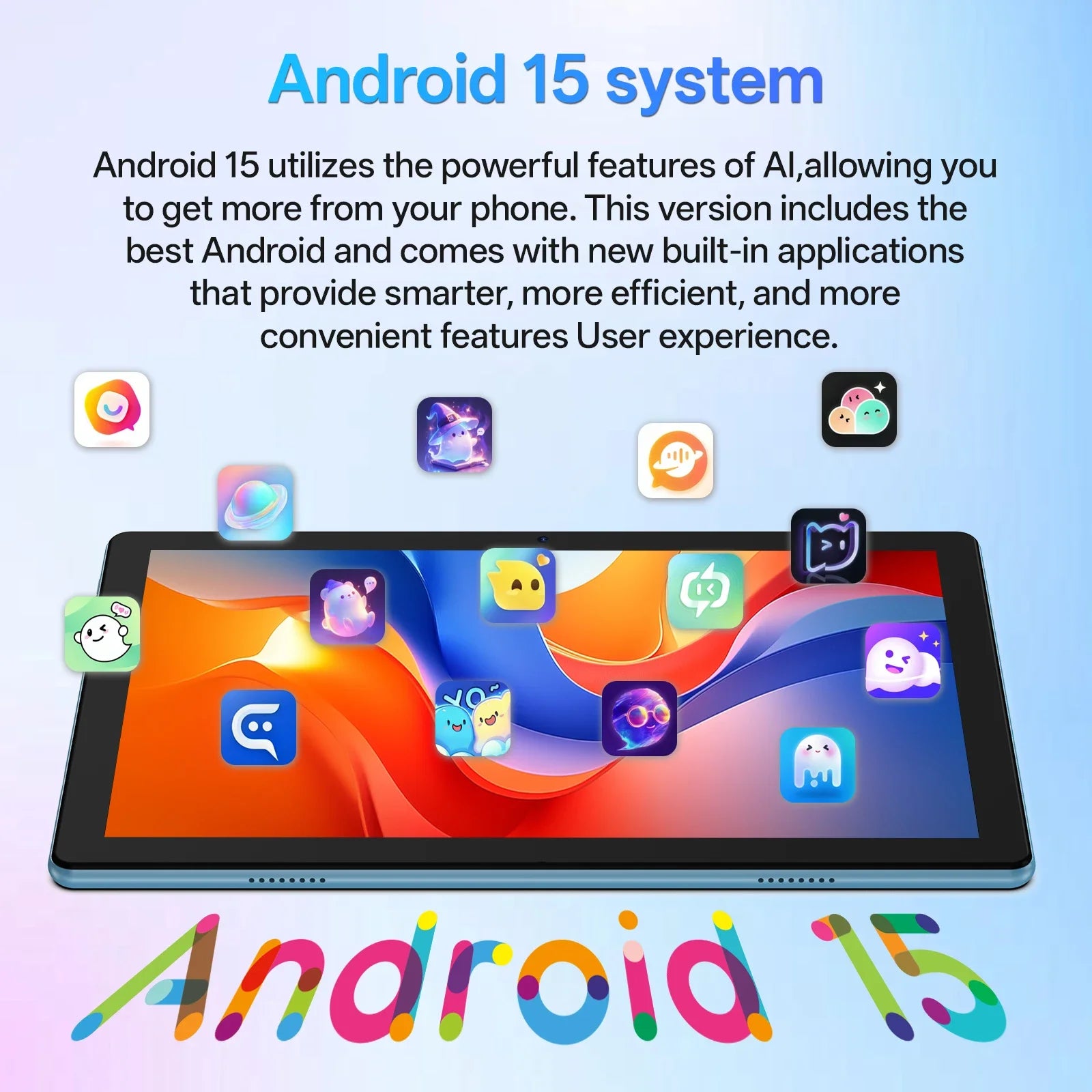 Tablet Android 15 de 10 Pulgadas — 12GB RAM + 64GB, WiFi 6, Procesador Quad-Core, Expandible hasta 1TB